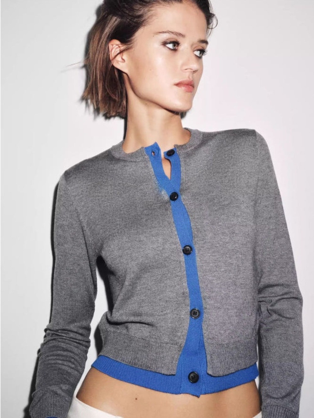 Zara combination knit jacket gray/blue  3581/005